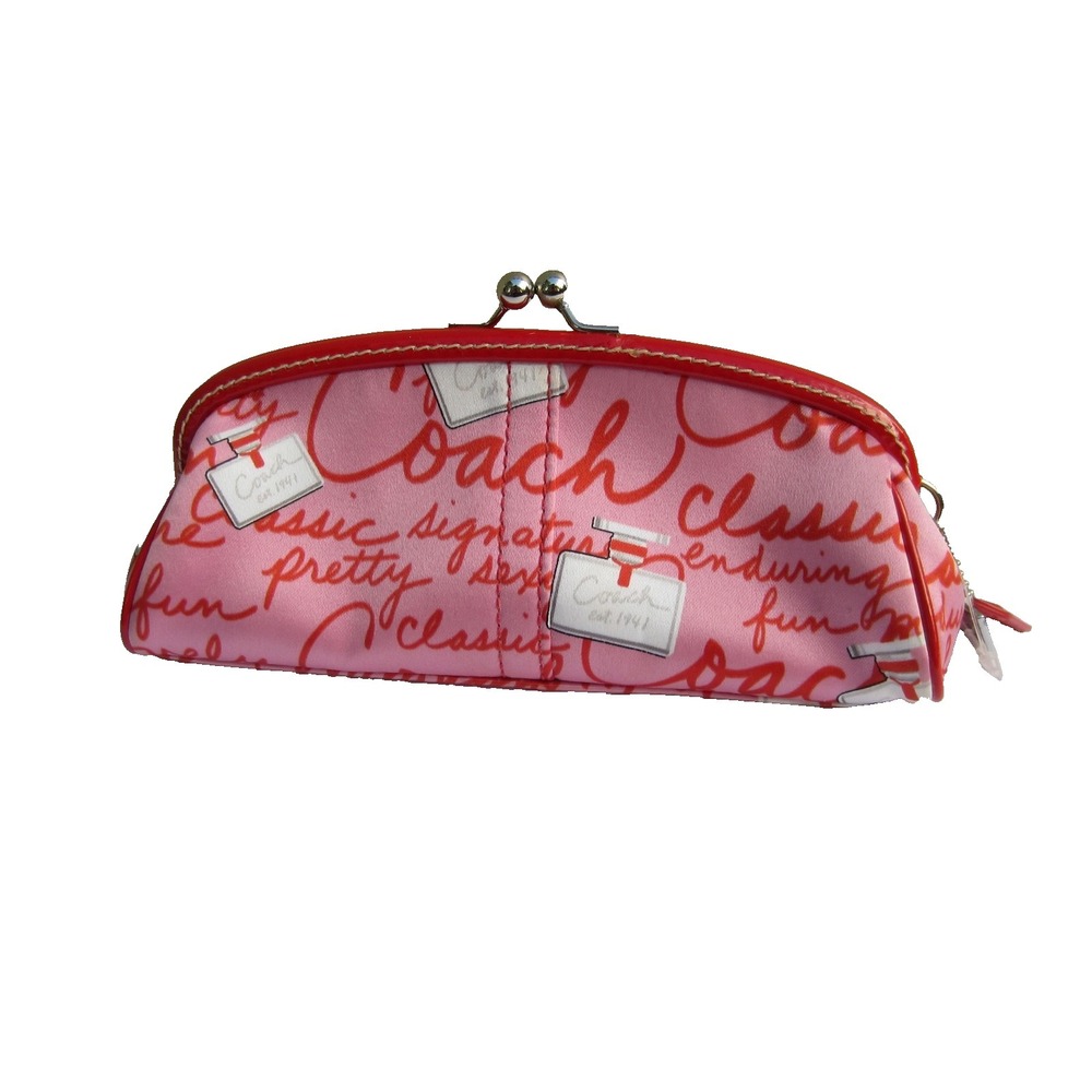 COACH LIMITED EDITION Satin Kisslock Perfume Bottle Print Framed Bag 8''X3''X3''
